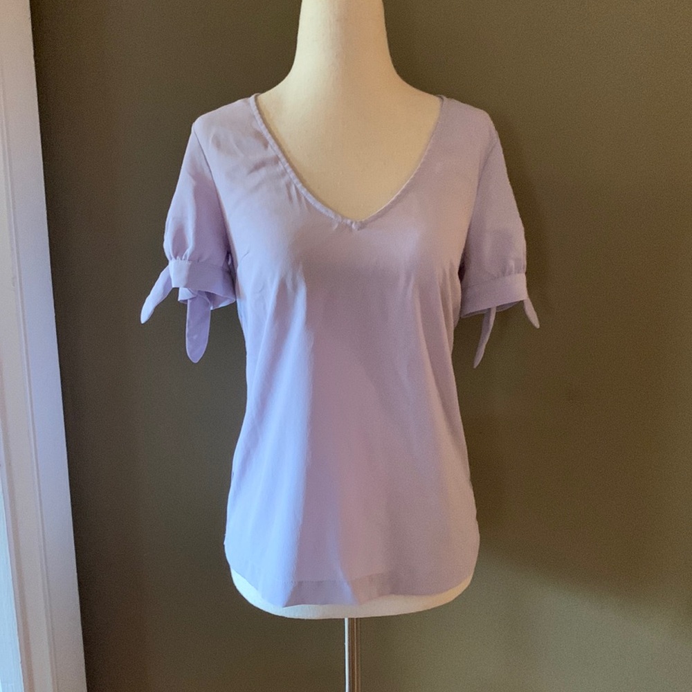 XS Lavender Tie-Sleeve Blouse by ModCloth